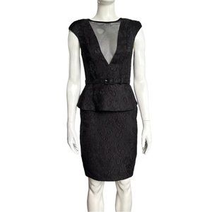 Eva Franco Anthropologie Black Peplum Dress 2 Retail ~$300